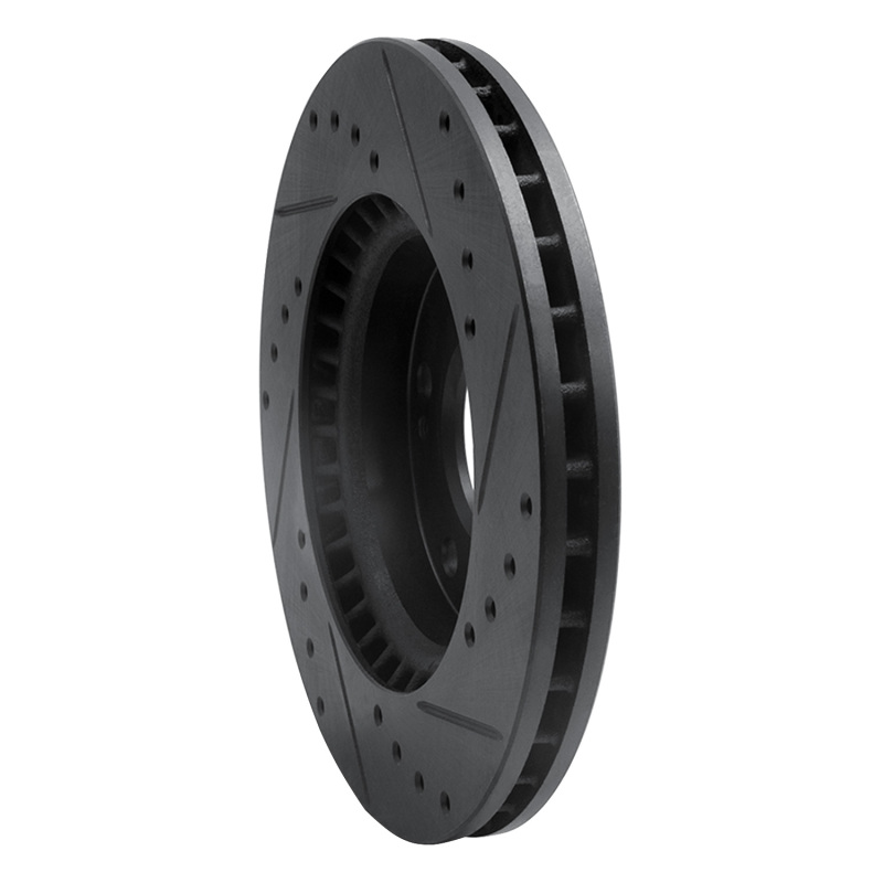 Hyundai Elantra Brake Rotor (1) - Front Left - R1 Concepts - Drilled & Slotted - Black - `07-`10